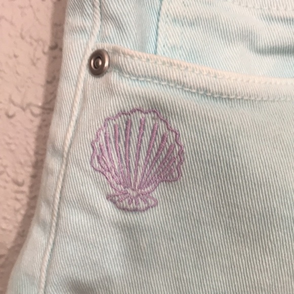 Disney Her Universe “Little Mermaid” 30th Anniversary Mint Green Denim Shorts - Picture 2 of 13